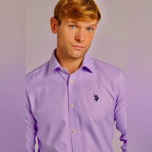 US Polo Assn Men’s Purple Button Up Long Sleeve Dress Shirt